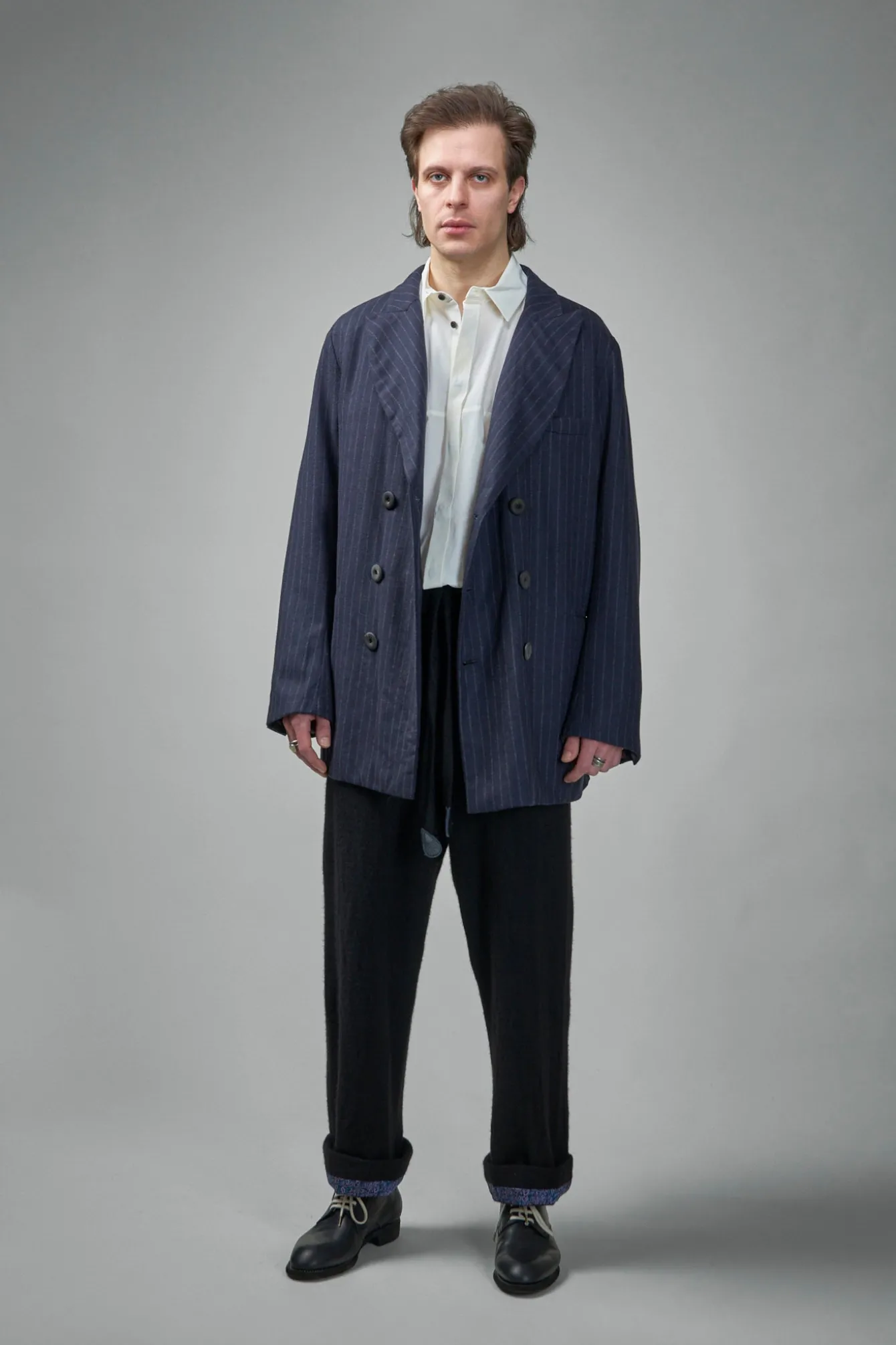 Geoffrey B. Small EV8J10 Handmade Elongated Double-Breasted, 6 Buttons, Double Vent Tailored Jacket - LABELS