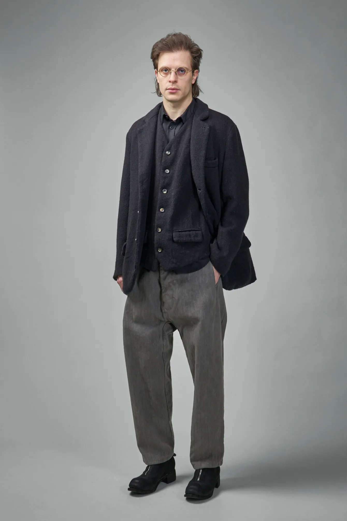 Geoffrey B. Small EV8J06 Handmade Single Breasted 6-Buttons Central, Single Vent Waistcoat - LABELS