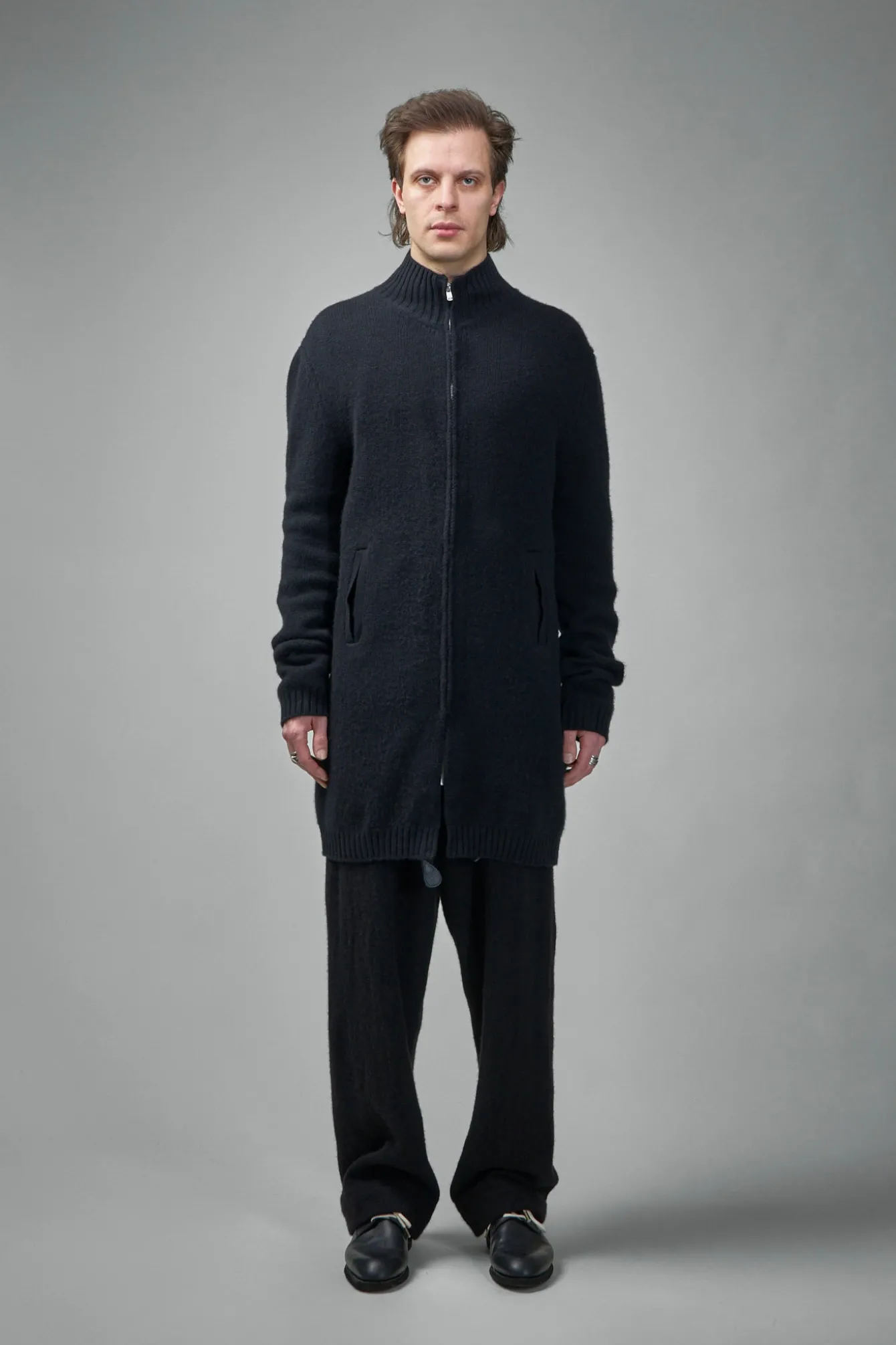 Geoffrey B. Small EV7WK01 Handmade Pure Cariaggi Yarn Cashmere Long Knit Cardigan - LABELS