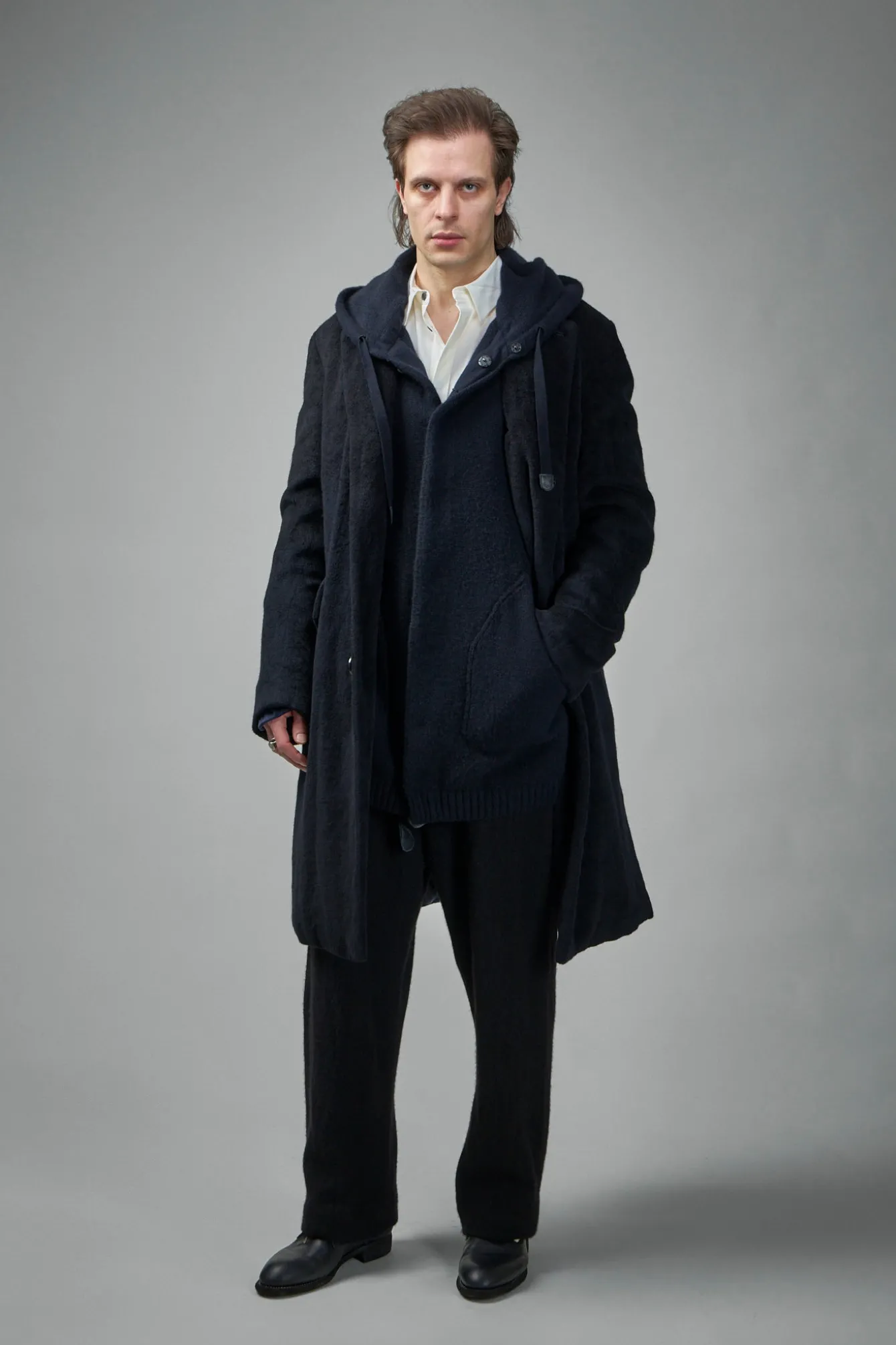 Geoffrey B. Small EV7WK02 Handmade Extended-Length Long Hooded Cardigan - LABELS