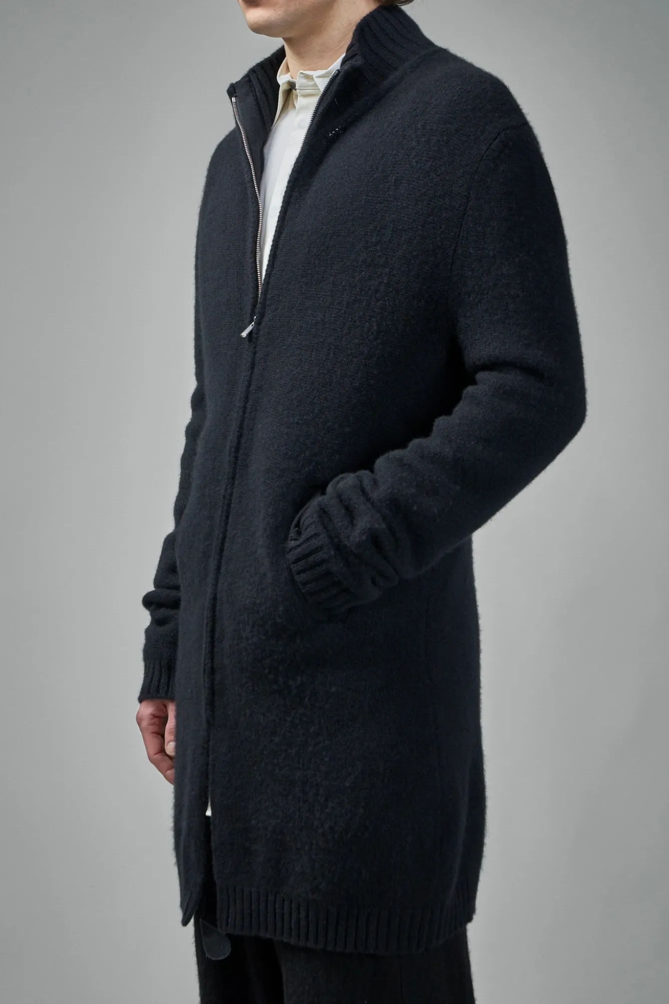 Geoffrey B. Small EV7WK01 Handmade Pure Cariaggi Yarn Cashmere Long Knit Cardigan - LABELS