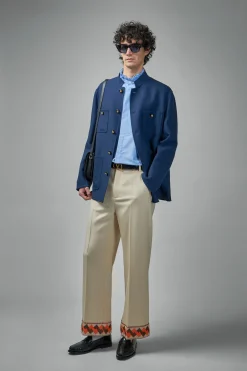 Valentino Double Wool Jacket with Mandarin Collar - LABELS