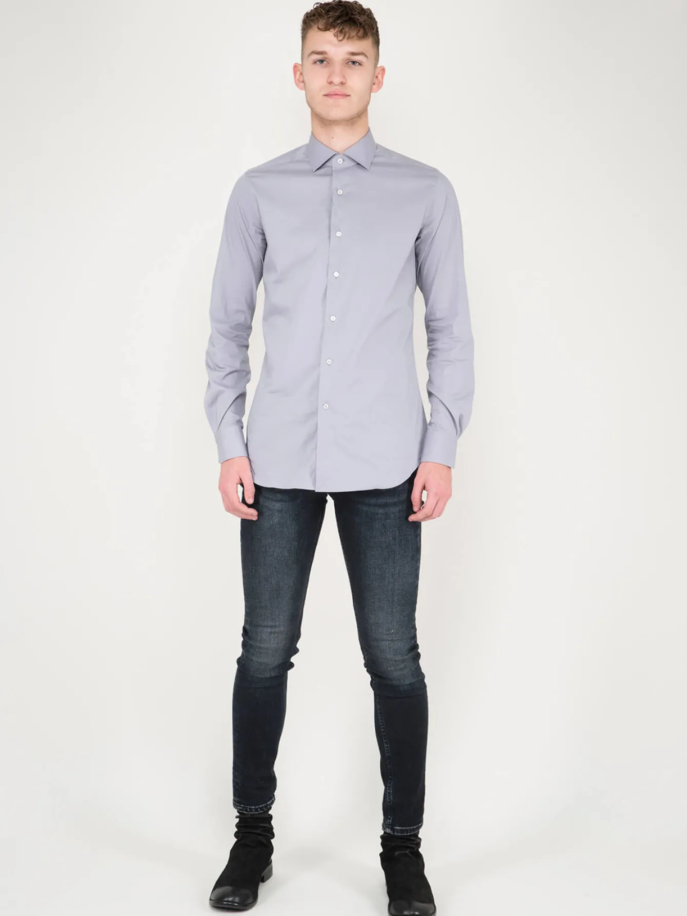 Xacus Business Tailor Fit Stretch Shirt blue grey - LABELS