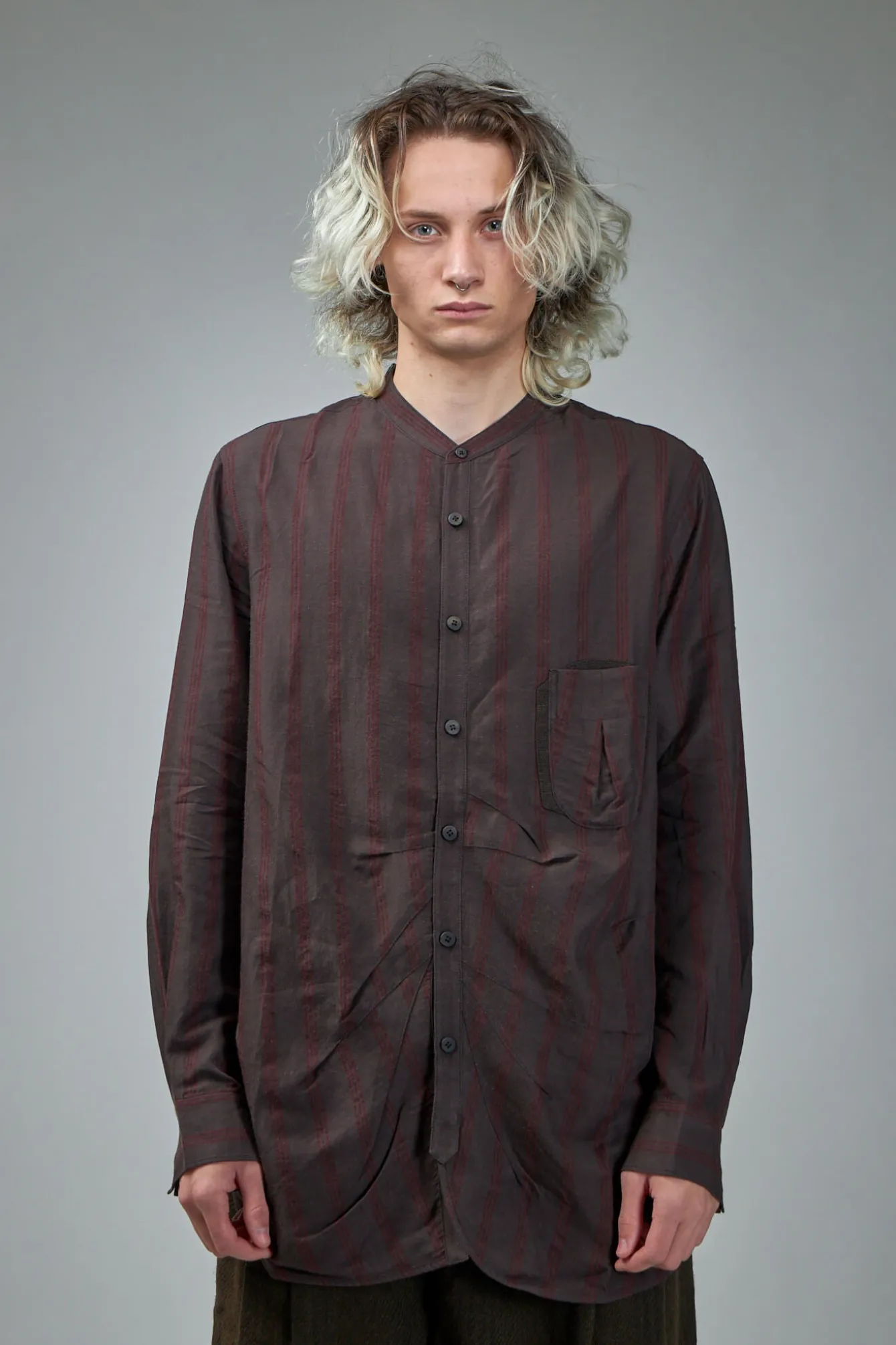 Ziggy Chen Mandarin Collar Pocket Shirt - LABELS